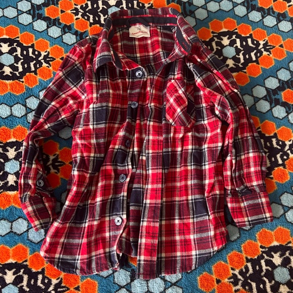 Hanna Andersson Other - Hanna Andersson Boys Plaid Button Down Flannel Shirt - Red, White & Blue